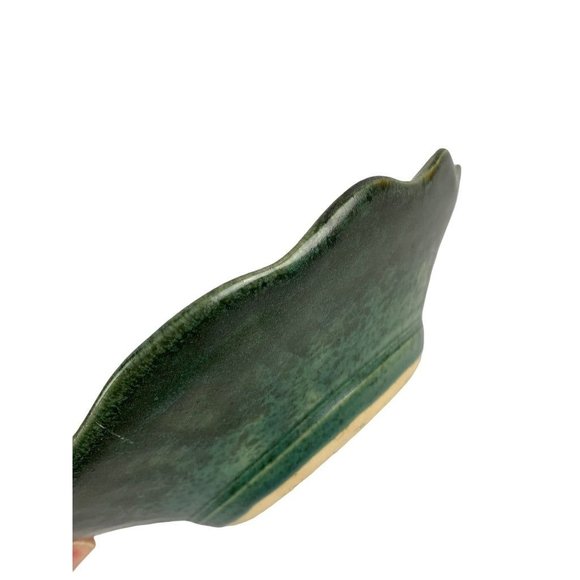 Signed Art Pottery Green Frog Speckled Glaze Lilypad Design - Picture 5 of 9